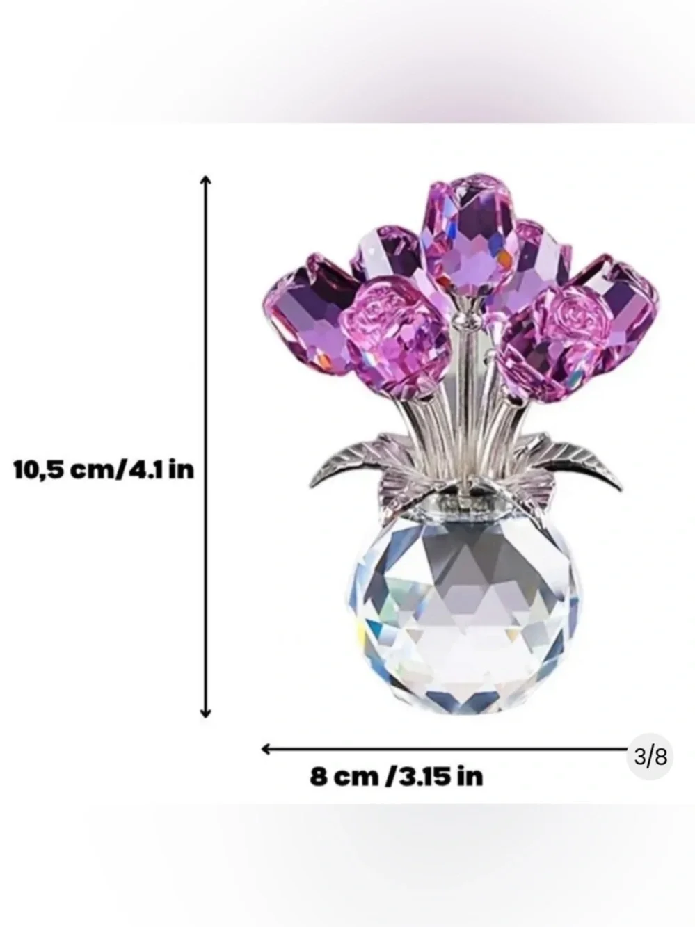 Crystal Purple Rose Bouquet Figurine